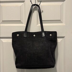 Furla‎ Black and Silver Textured Tote Bag